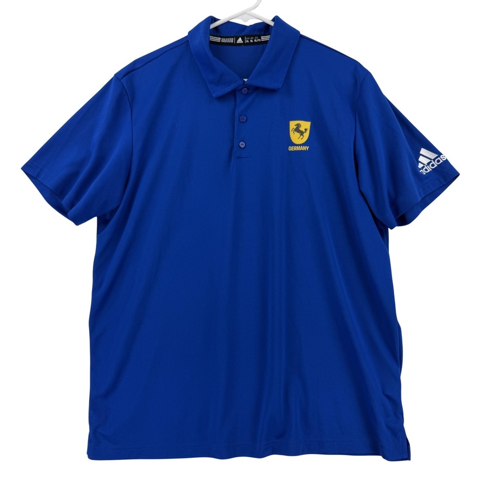 Adidas Polo Shirt Stuttgart Coat Germany Mens XL Blue AEROREADY Crest Golf